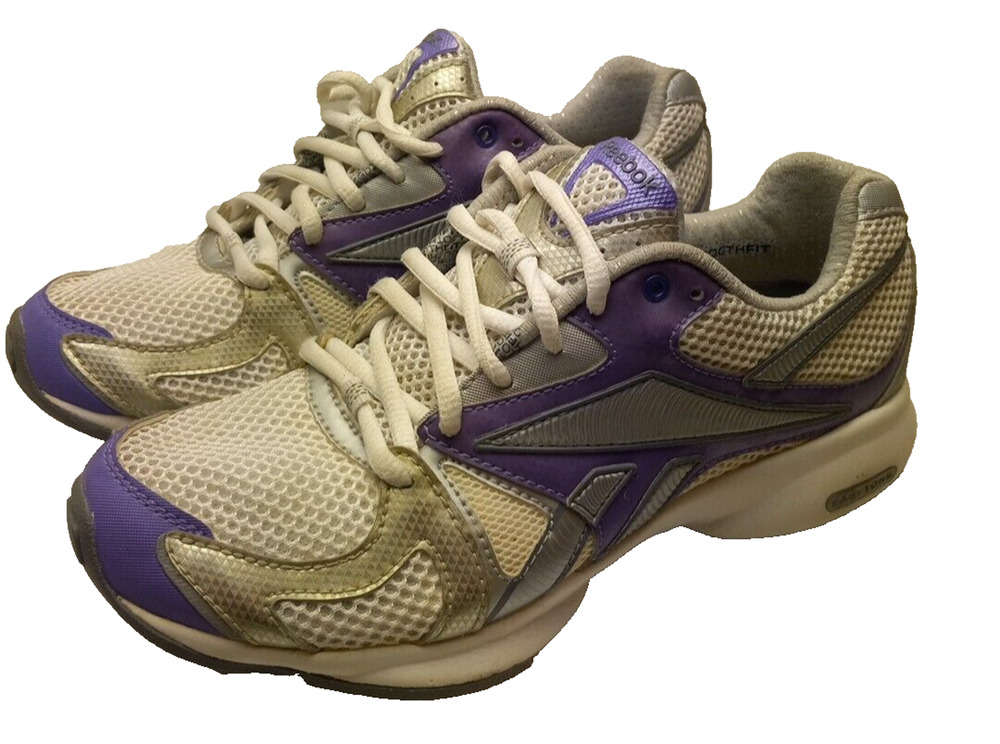 Reebok Easytone Running Training Shoes Gray Purple Womens Sz 6.5